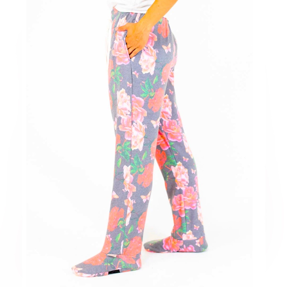 Feejays Sweats / Pajamas Size S NWT Floral Gray Cozy Loungewear Bottoms